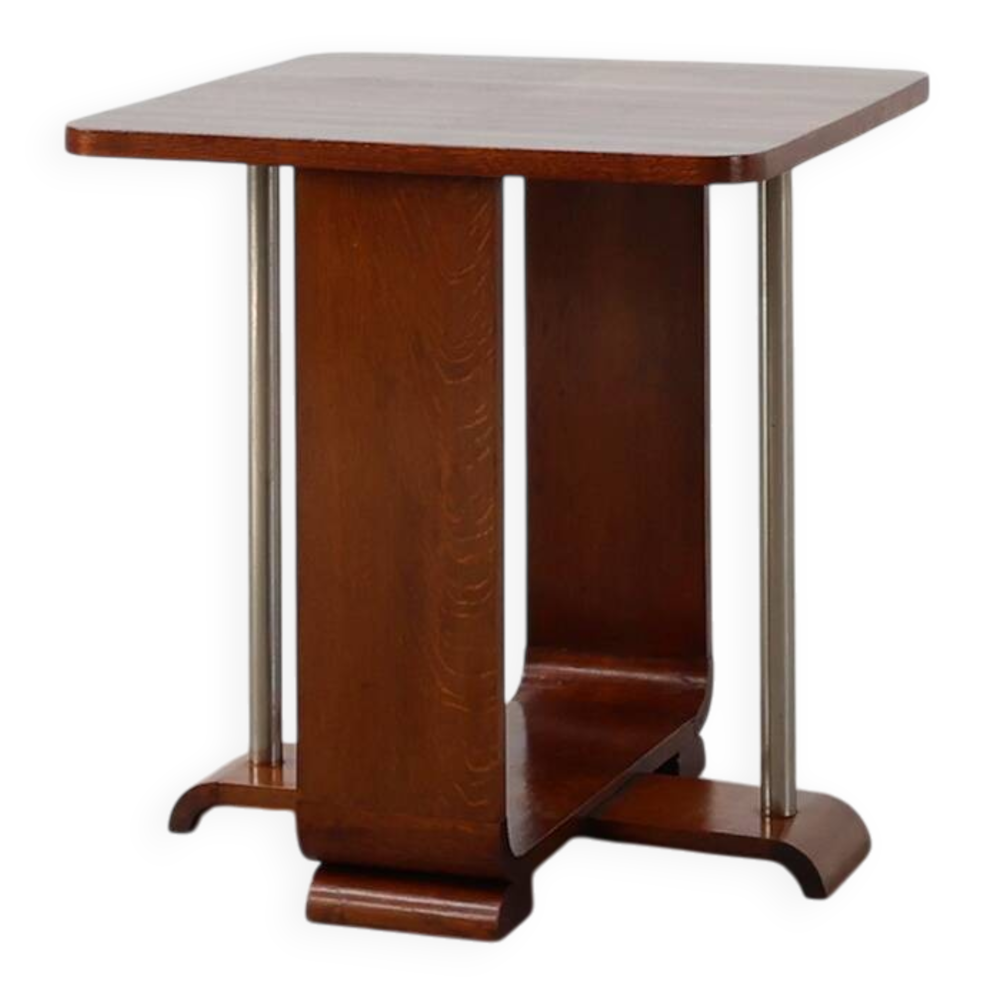 Art Deco square side table in oak veneer, France ca. 1925