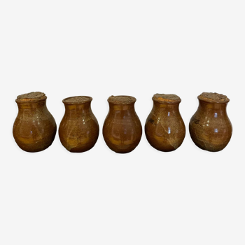Set of 5 pots in stoneware