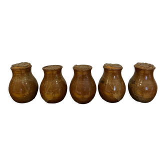 Set of 5 stoneware pots