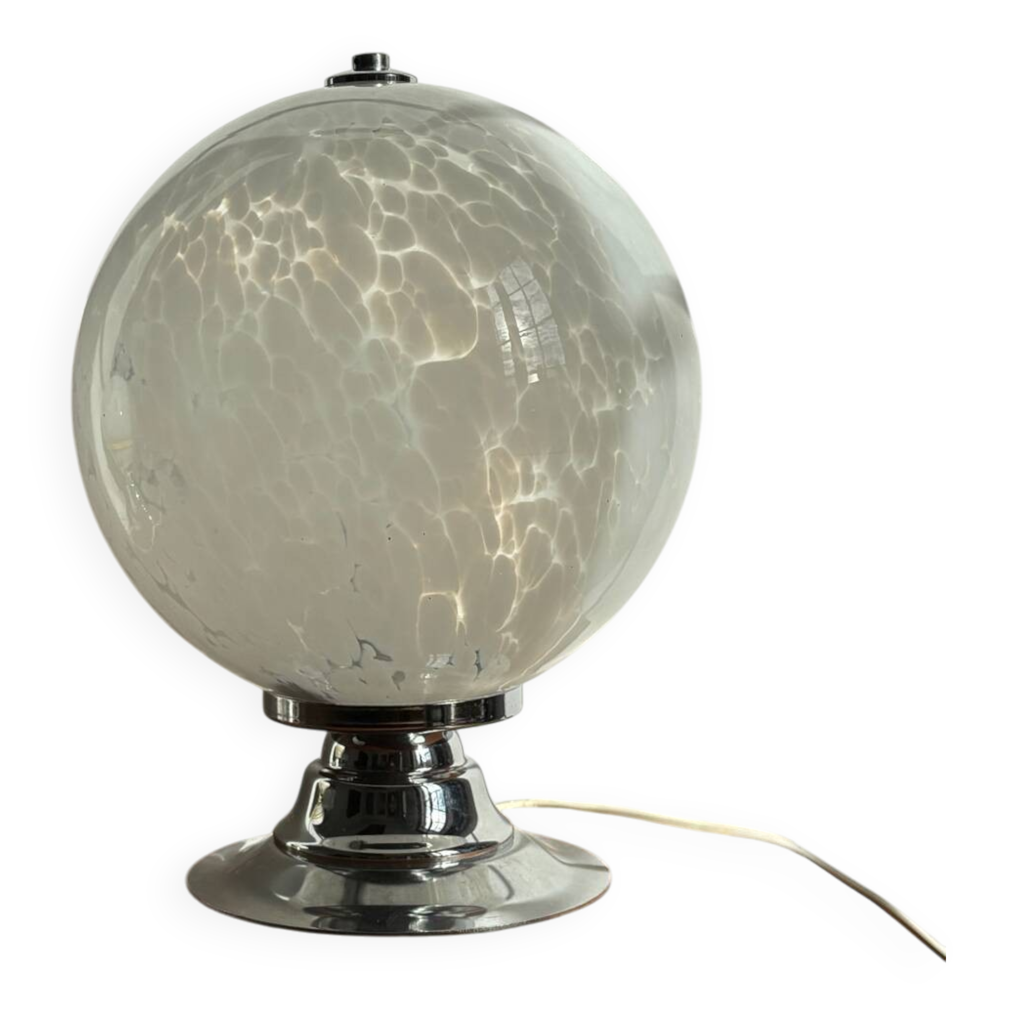 Vintage 70s marbled glass globe lamp