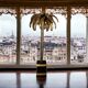 "jansen" style lamp in the shape of a palm tree in golden metal, 181 cm tall