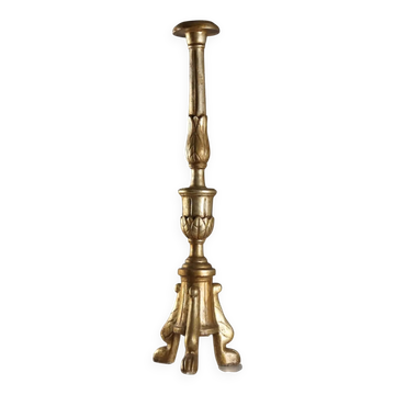 Candélabre ancien en bois sculpté et doré, Italie, XIXème