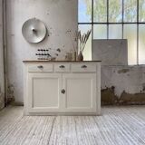 Meuble de métier enfilade patine blanche