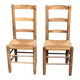 2 solid wood chairs in dark oak and high elephant straw
