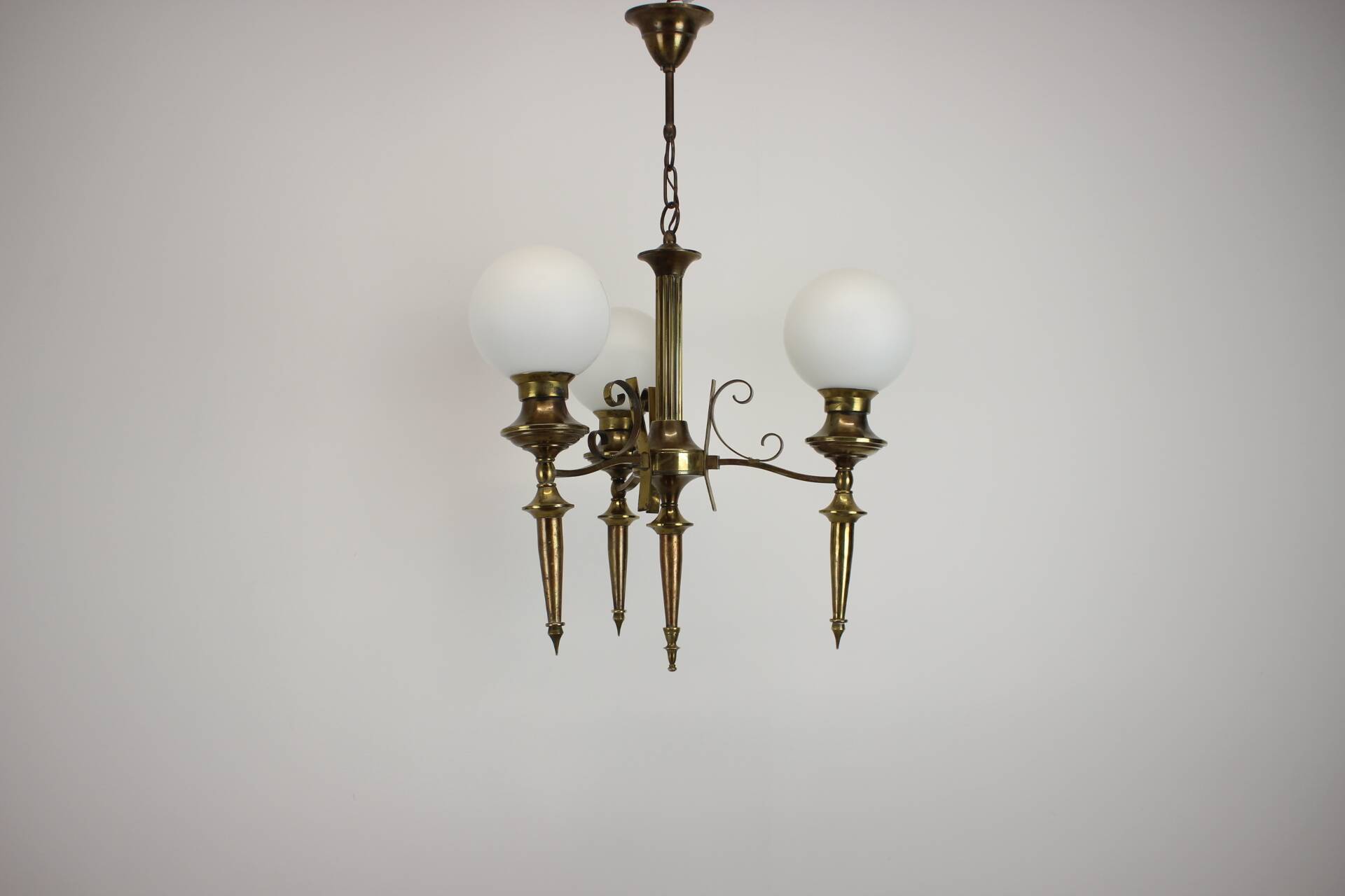 Brass Art Deco Candlestick, 1930s, Czechoslovakia