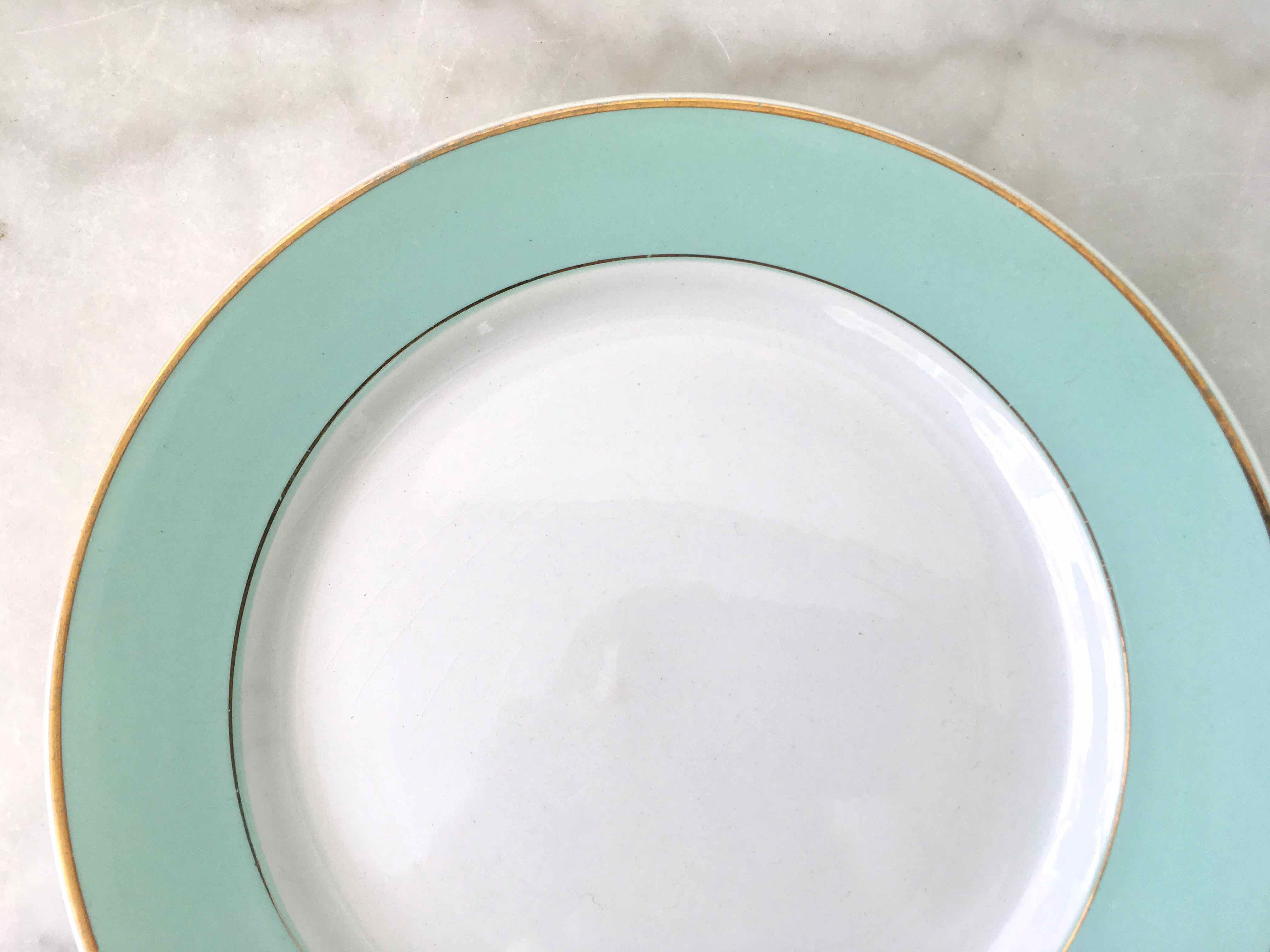 Set 6 flat plates fine earthenware Lunéville Meudon