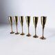 Brutalist champagne glasses in brass, set of 6, Spain, 1970s
