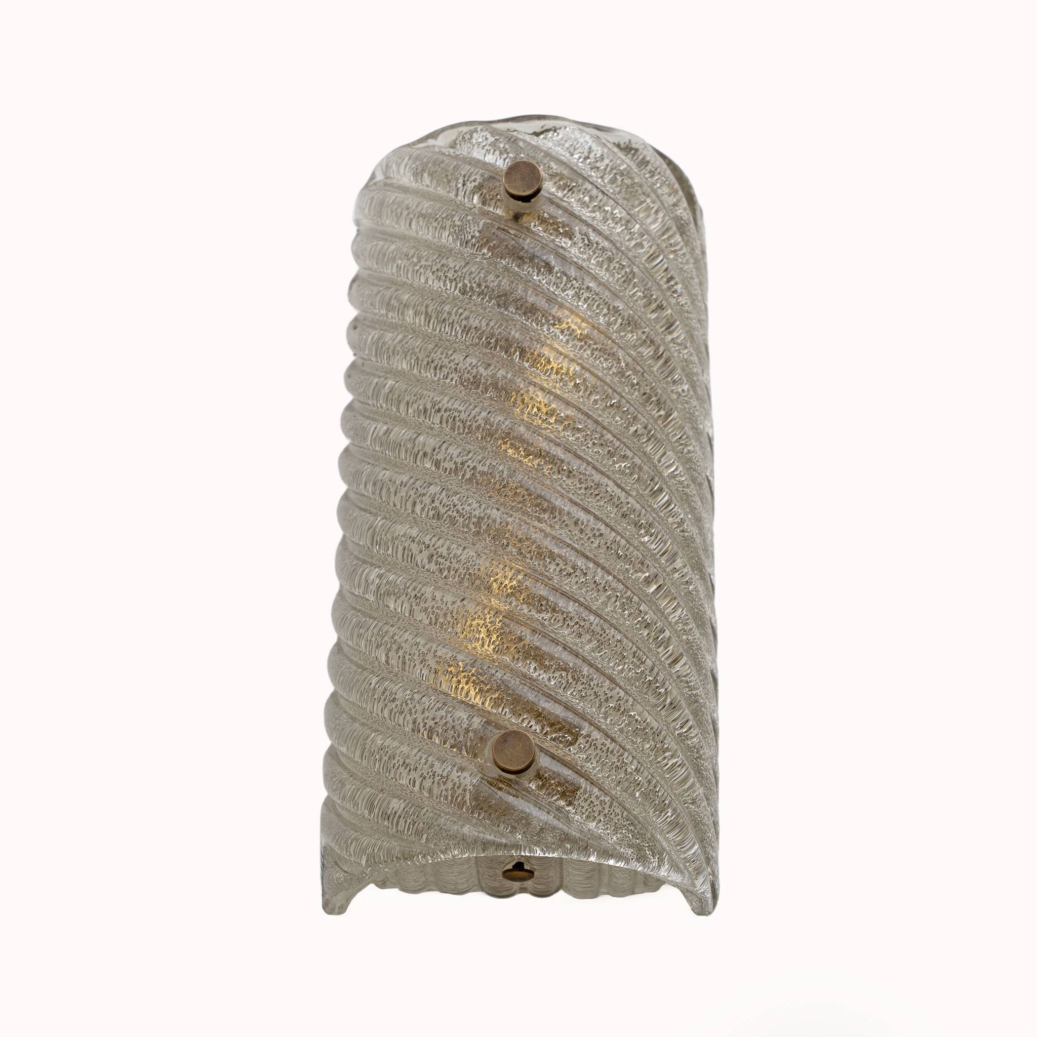 Pair of Barovier & Toso Style Modern Murano Glass Smoked Twisted Sconces