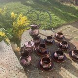 Coffee or tea service in enameled ceramic by Marius Giuge, artisan potter in Vallauris,