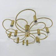 Leola sculptural brass 12-light ceiling or wall flush mount, 1970s