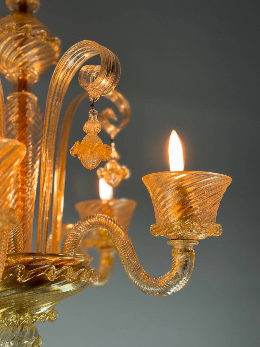 Venetian chandelier in golden murano glass 5 arms of light circa 1930