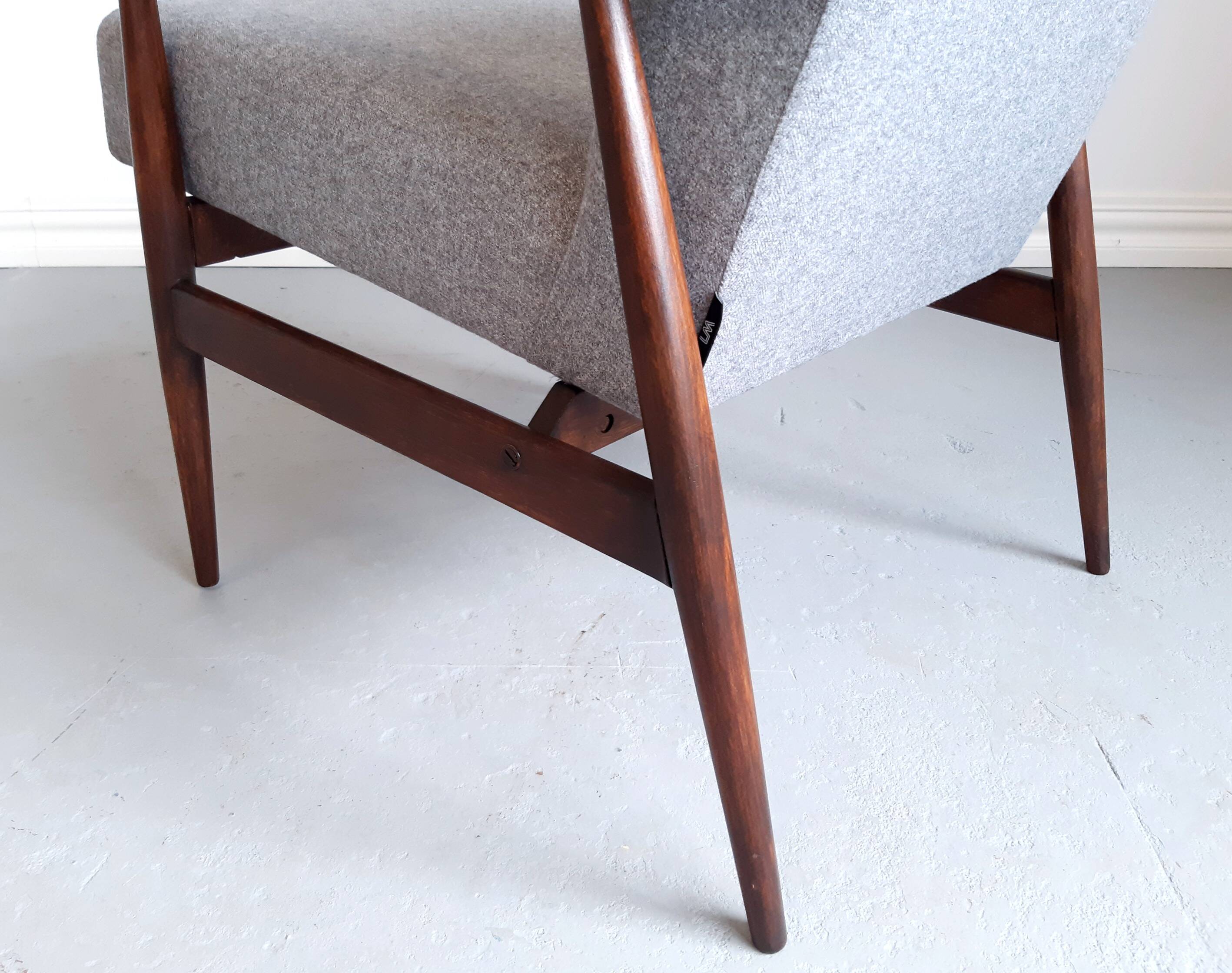 1960 henryk lis mid century armchair in grey tweed