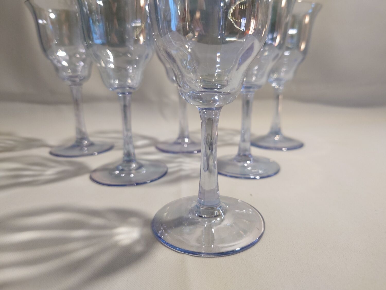 Blue crystal wine glasses x6