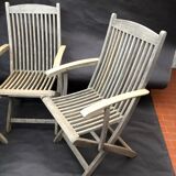 3 vintage folding garden chairs made of River Han teak