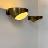 Paire d'appliques vintage laiton et verre, Italie 1960