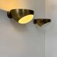 Pair of vintage brass and glass wall lights, Italy 1960