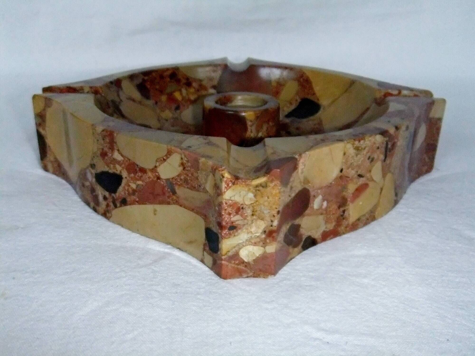Art Deco marble ashtray signed Quercia 16.5 cm accessory cigar humidor