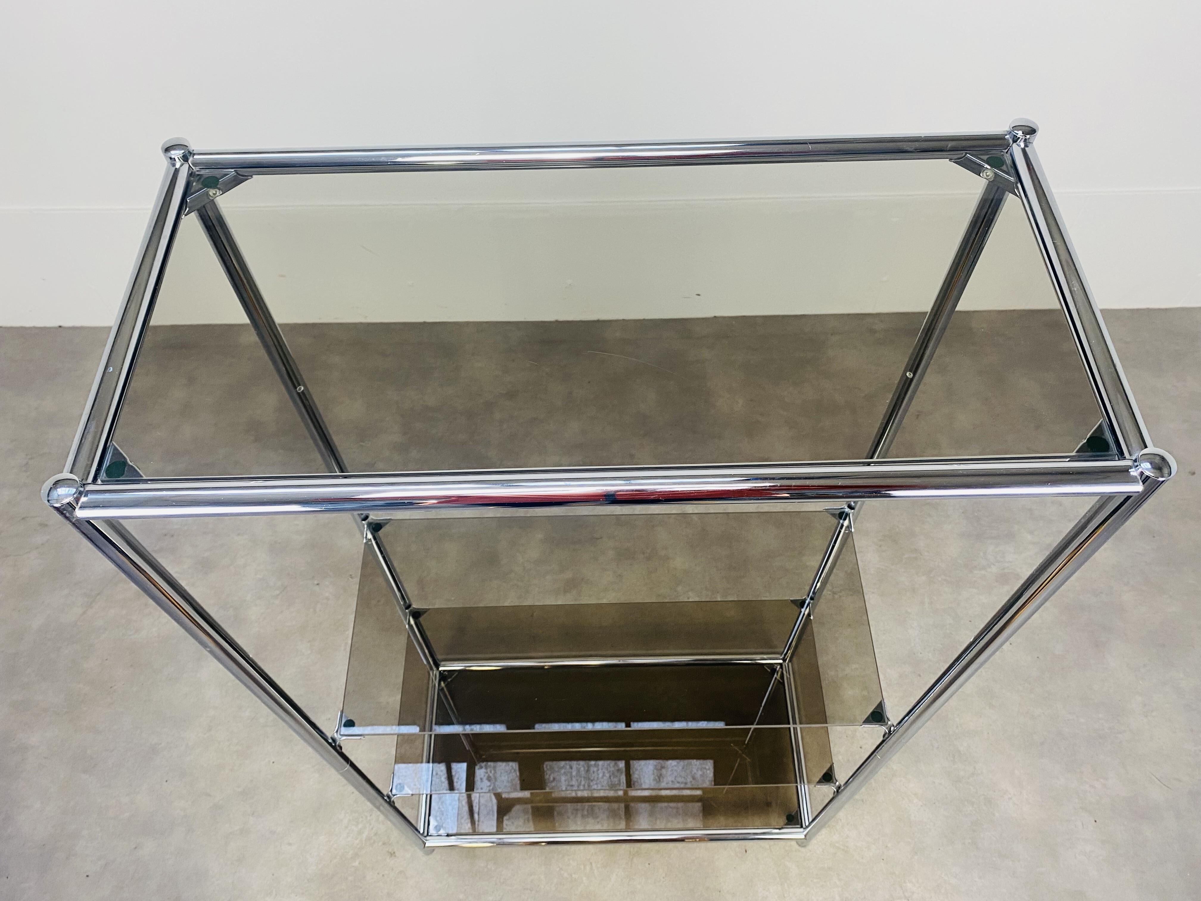 Shelf chrome and smoked glass 70s