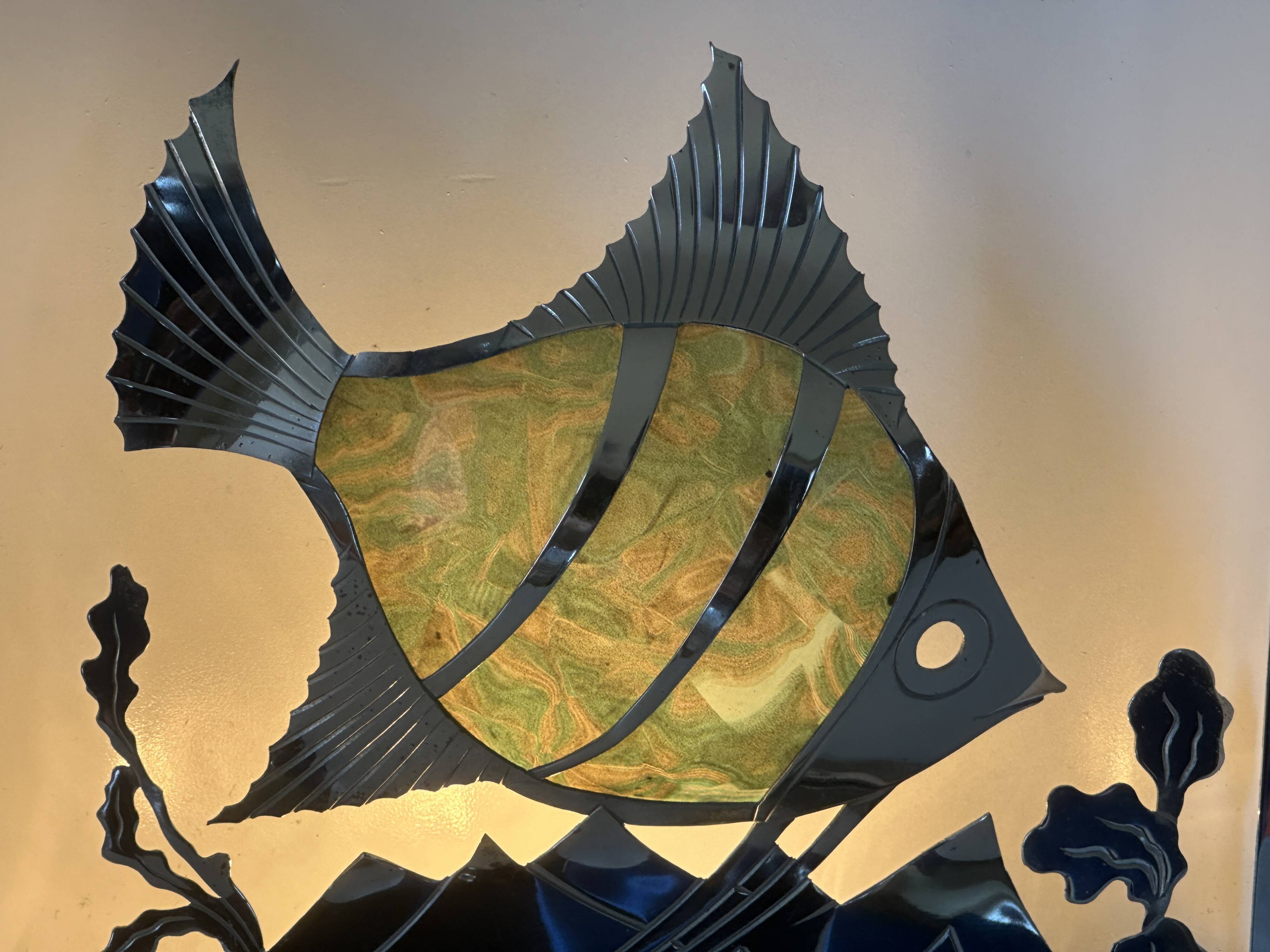 Fish lamp signed vintage design 50s