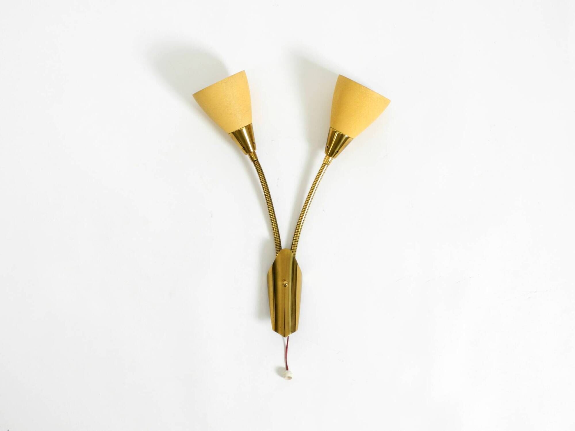 Mid Century unused brass wall lamp with double shade by Cosack Leuchten