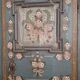 Antique blue hand-painted small Alpine wardrobe, circa 1810-20