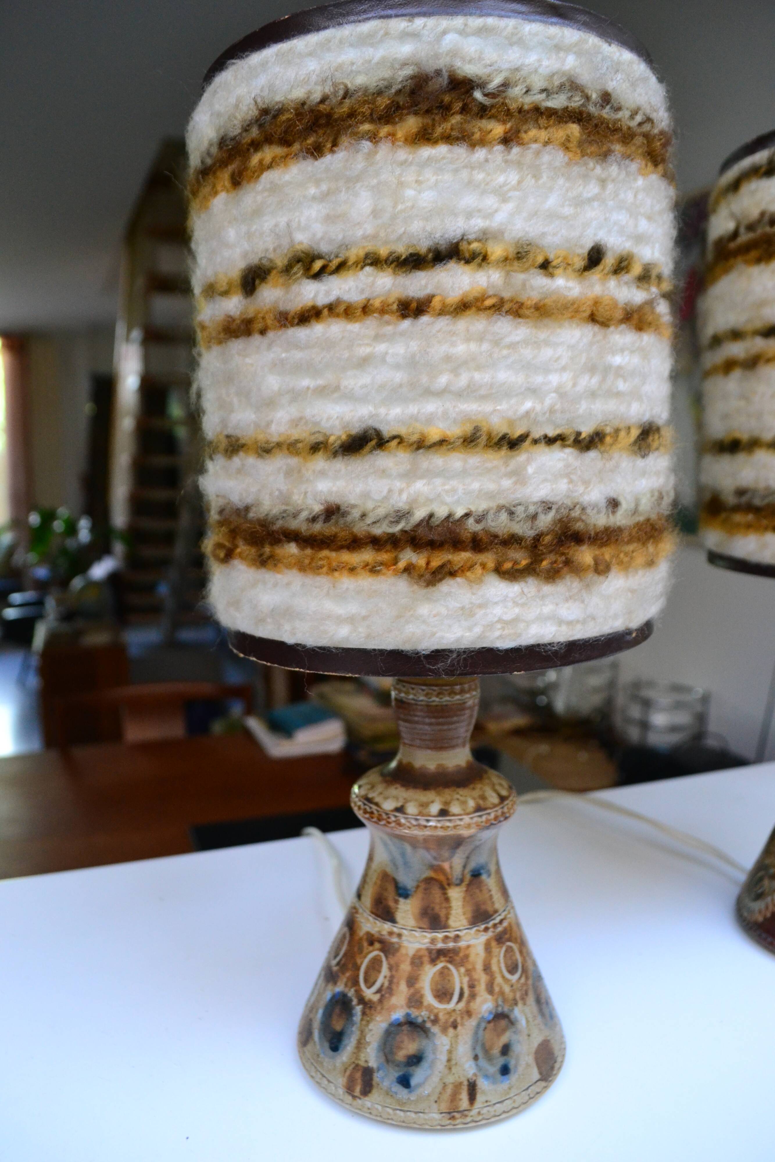 Pair of bedside lamps by Jean-Claude Courjault, ceramic, 1970s.
