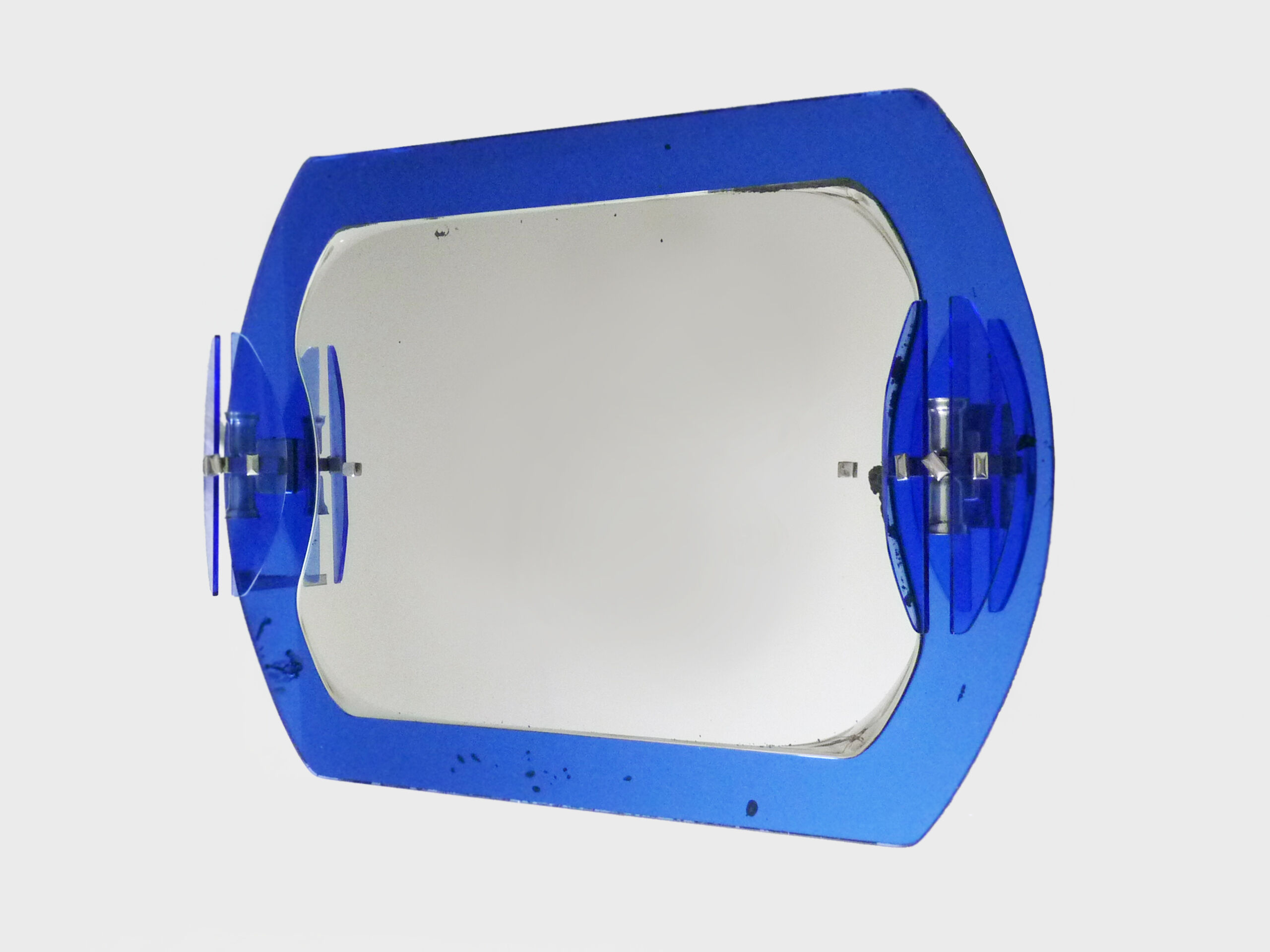 Veca cobalt blue mirror with 2 shades Veca, Italy, 70s, 71x63 cm
