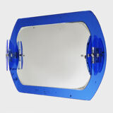 Veca cobalt blue mirror with 2 shades Veca, Italy, 70s, 71x63 cm