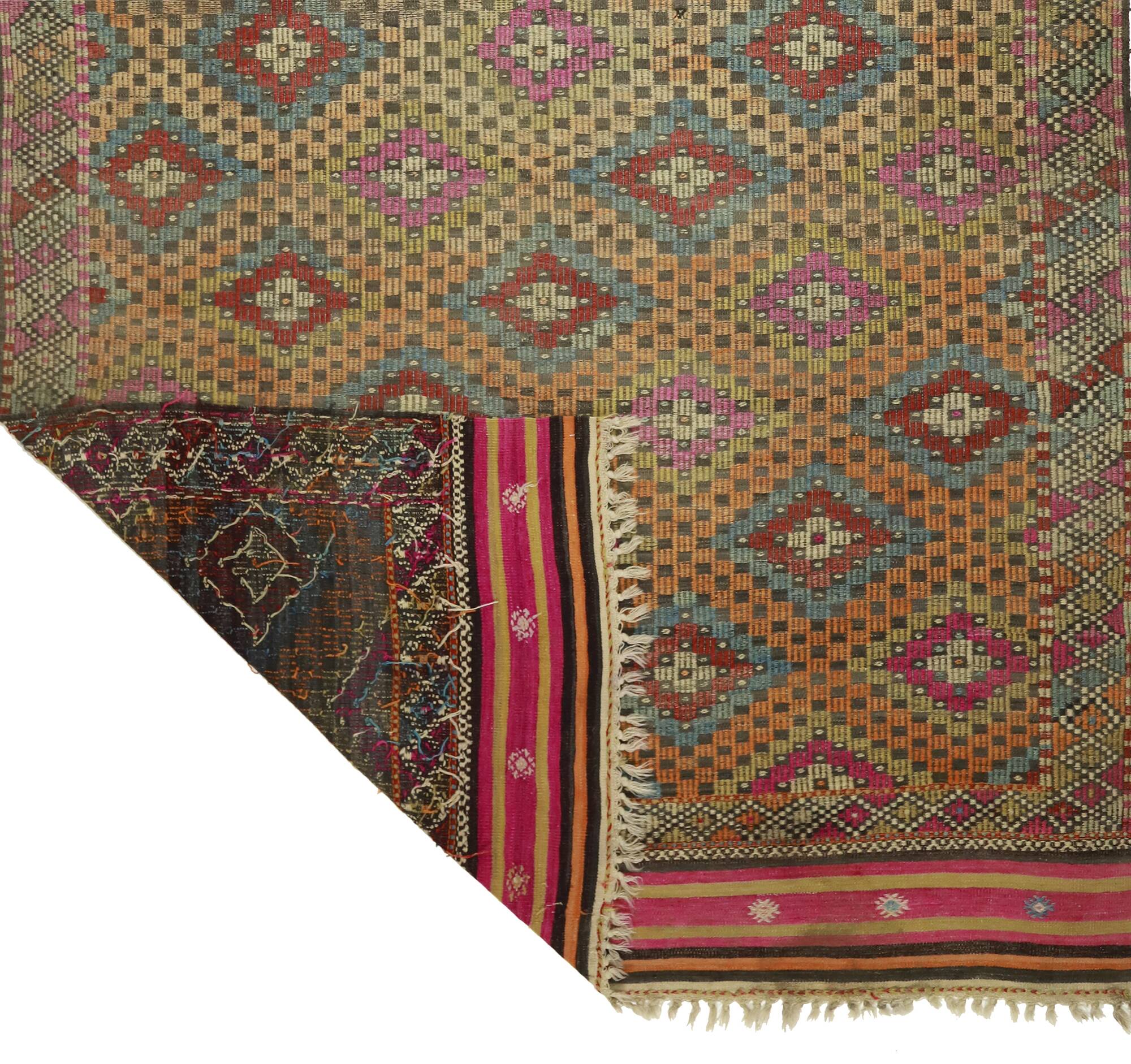 Vintage Turkish Oushak Kilim Rug 190x312 cm Handmade Wool