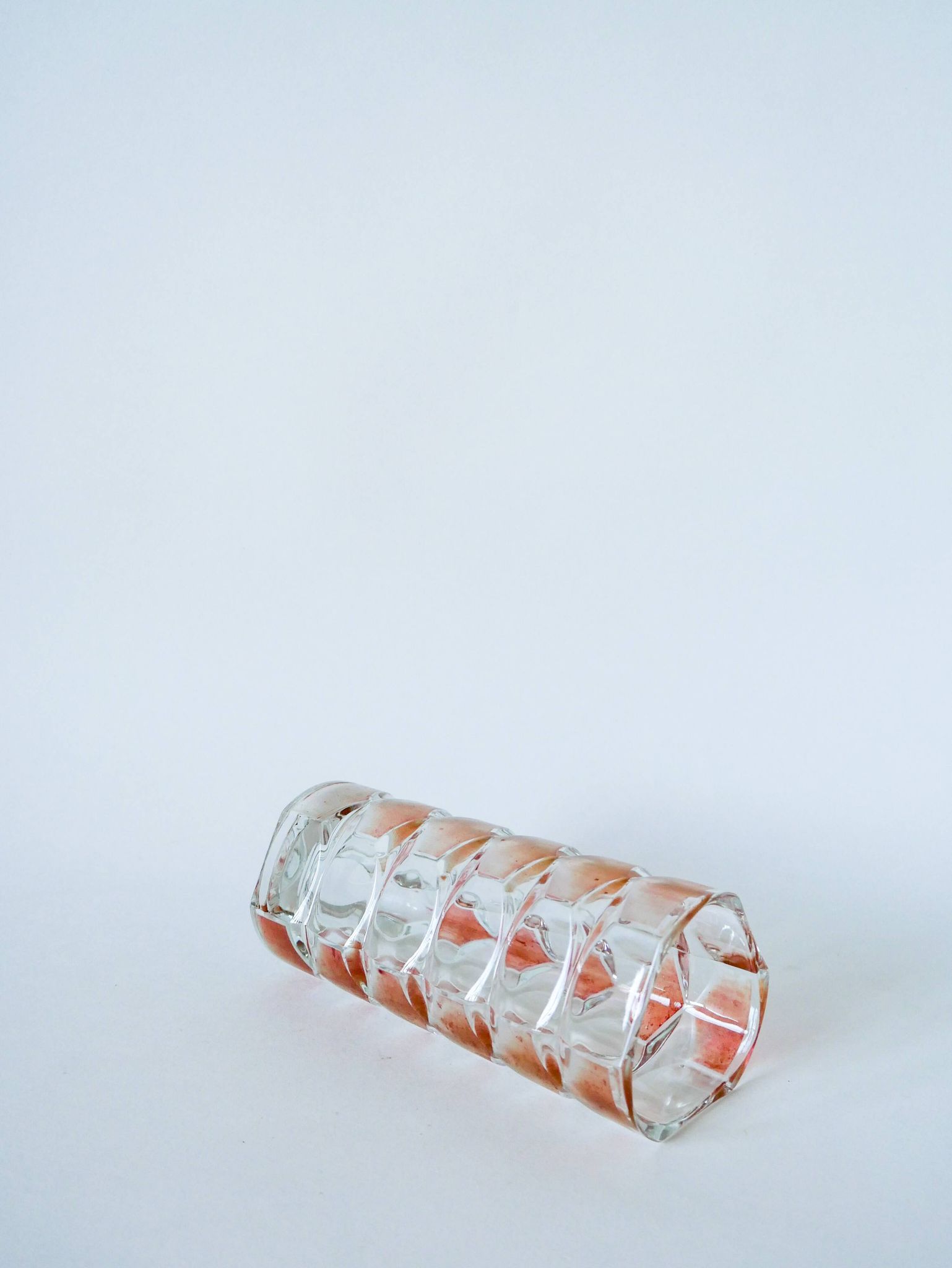 Small transparent and pink glass vase 1960