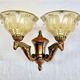 Wall lamp double fires copper metal art deco glassware ezan opalescent gilded