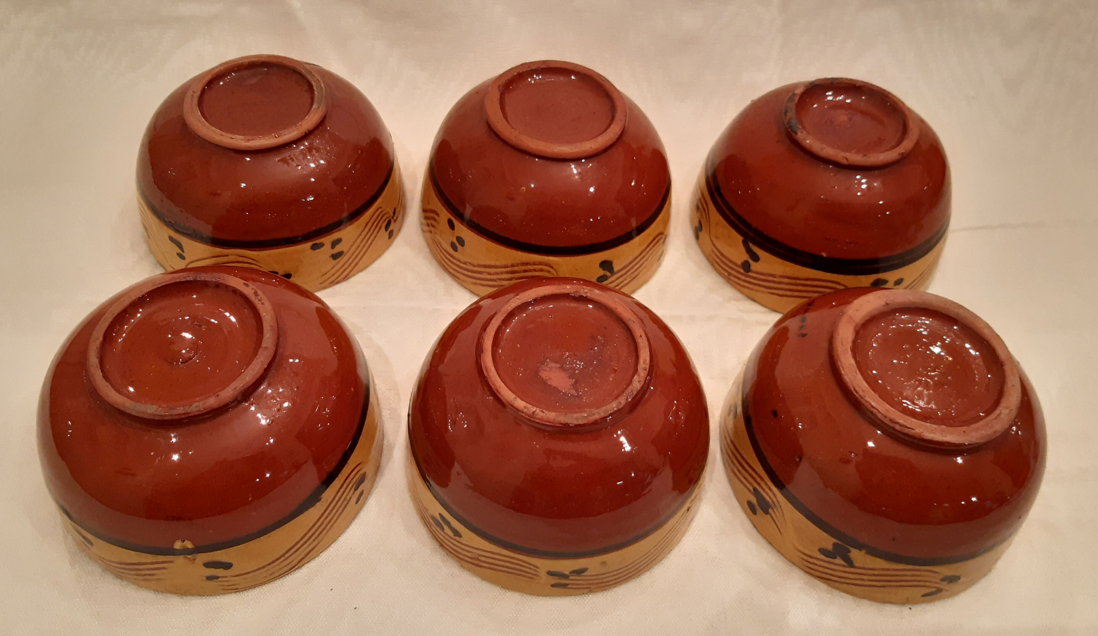 Lot of six terracotta ramekins glazed diameter 11cm TBE