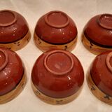 Lot of six terracotta ramekins glazed diameter 11cm TBE