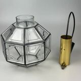 60s 70s ceiling lamp Glashütte Limburg Germany glass & brass Space Age