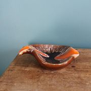 Flamed ceramic ashtray in Vallauris style from the 1970s.