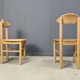 Vintage pine wood dining chairs - 1980s - set of 7