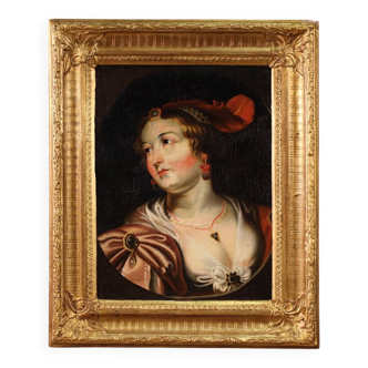 Portrait de dame, peinture du XIXe siècle