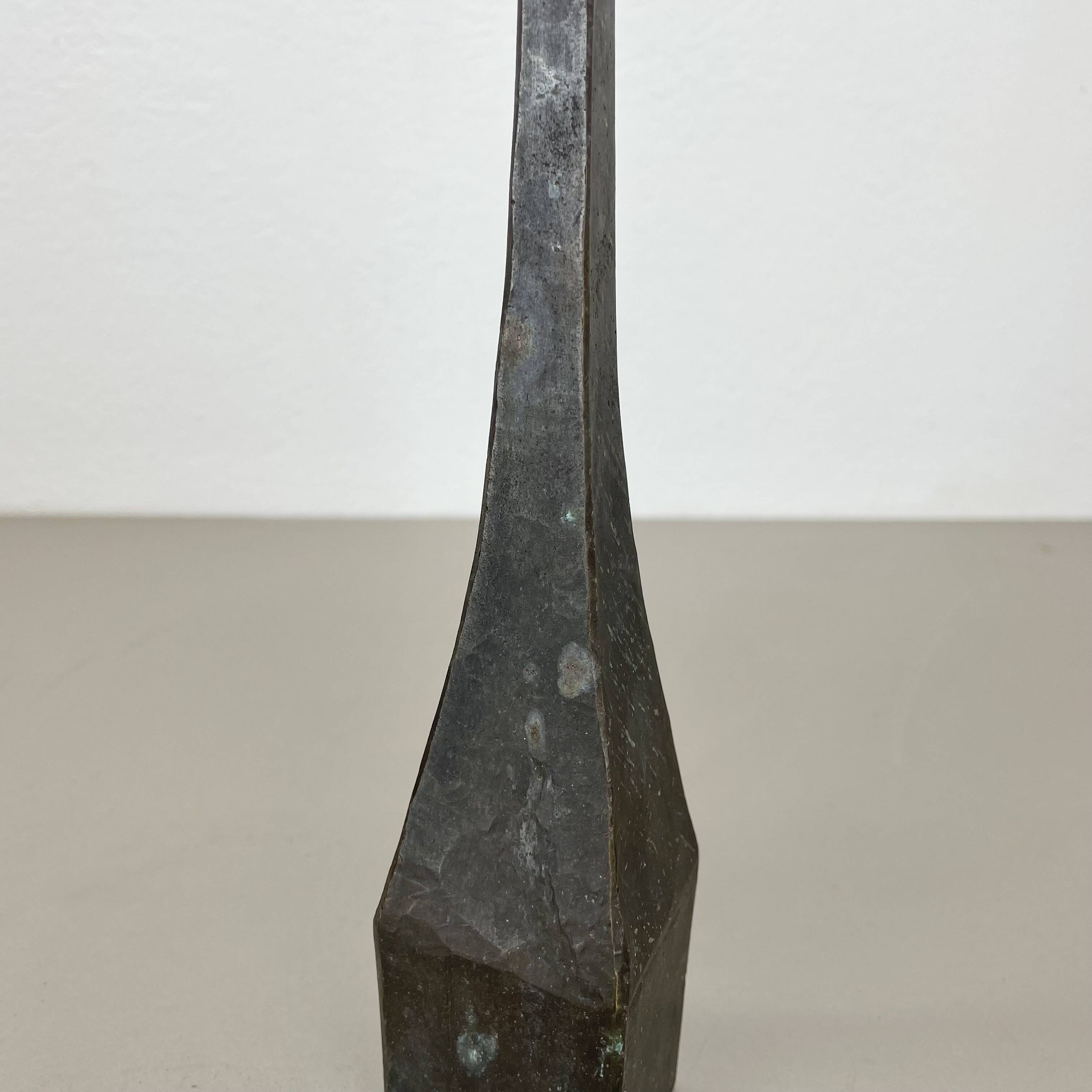 Large 47cm Brutalist Cast Iron Candle Holder by Manfred Bergmeister, Germany 1970