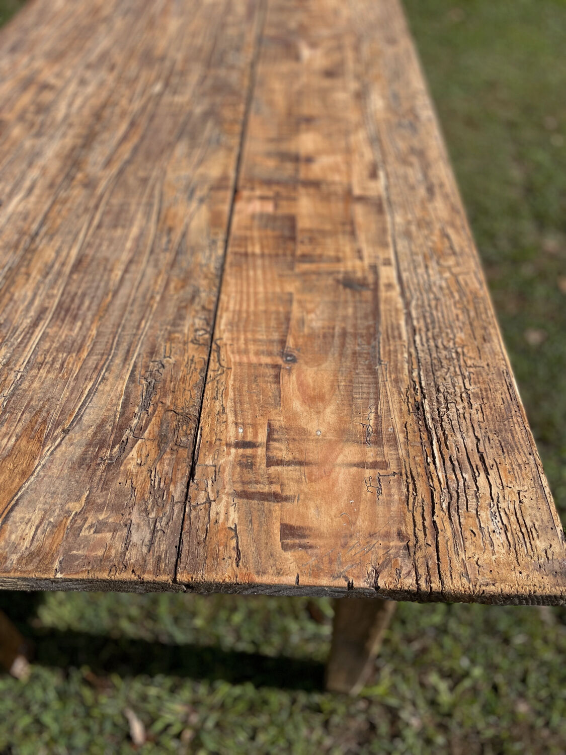 Large antique winemaker's table in solid wood – 230 x 75 x 75 cm