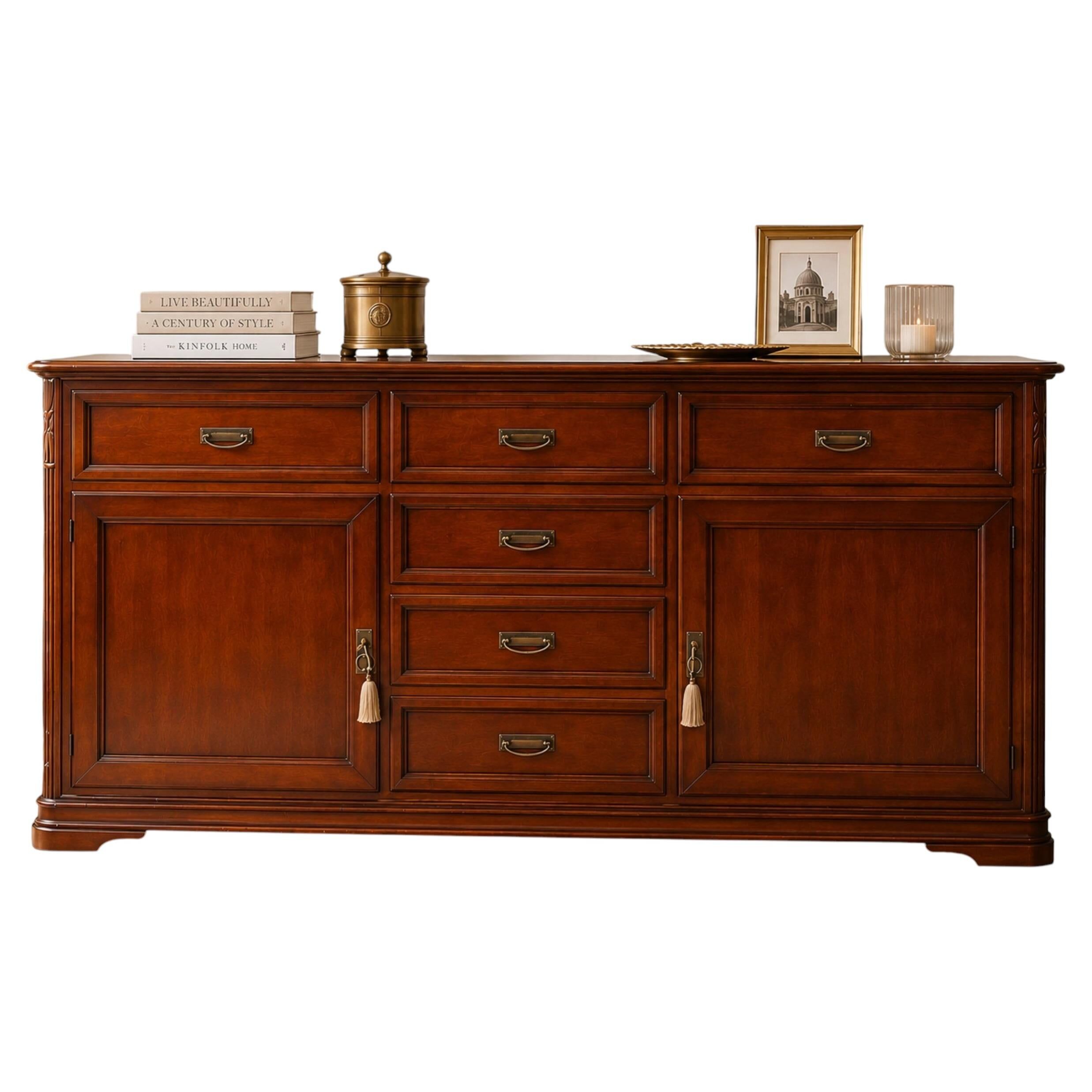 Late 20th Century Large Classical Style Mahogany Finish Sideboard with Drawers