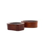 Organic modern set of 2 wood ashtrays, France 1970s