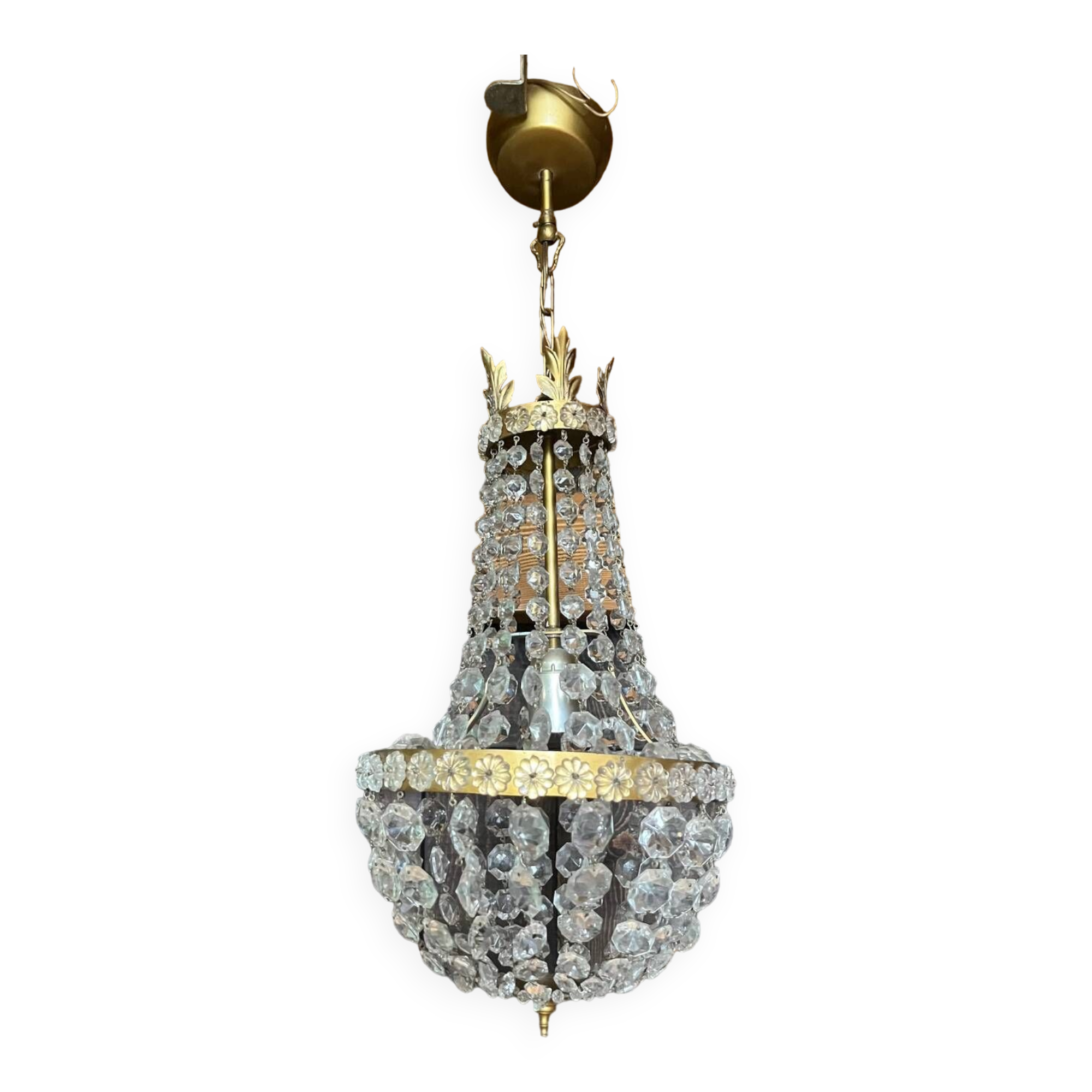 Old brass hot air balloon chandelier with pendants