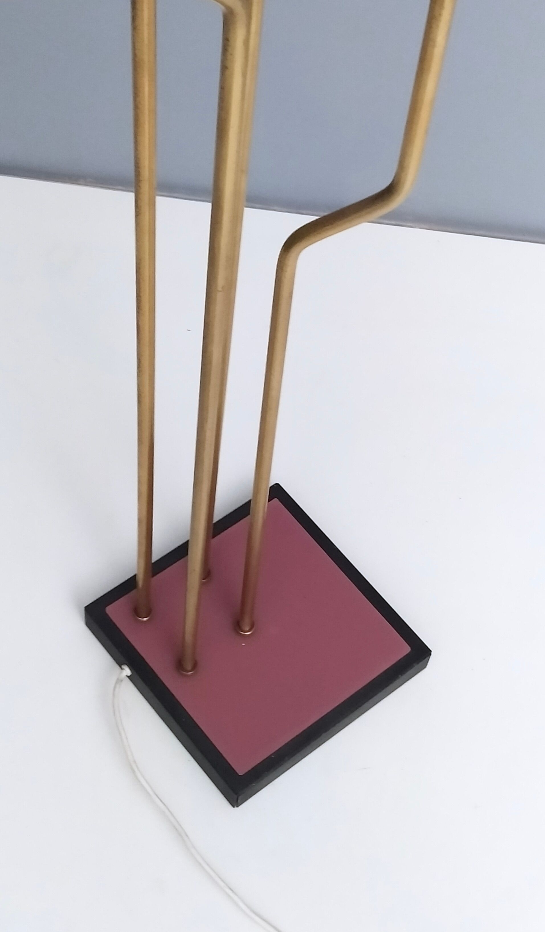 Brass, varnished metal and plexiglas floor lamp "alberelli" by c. la gaipa, 2020
