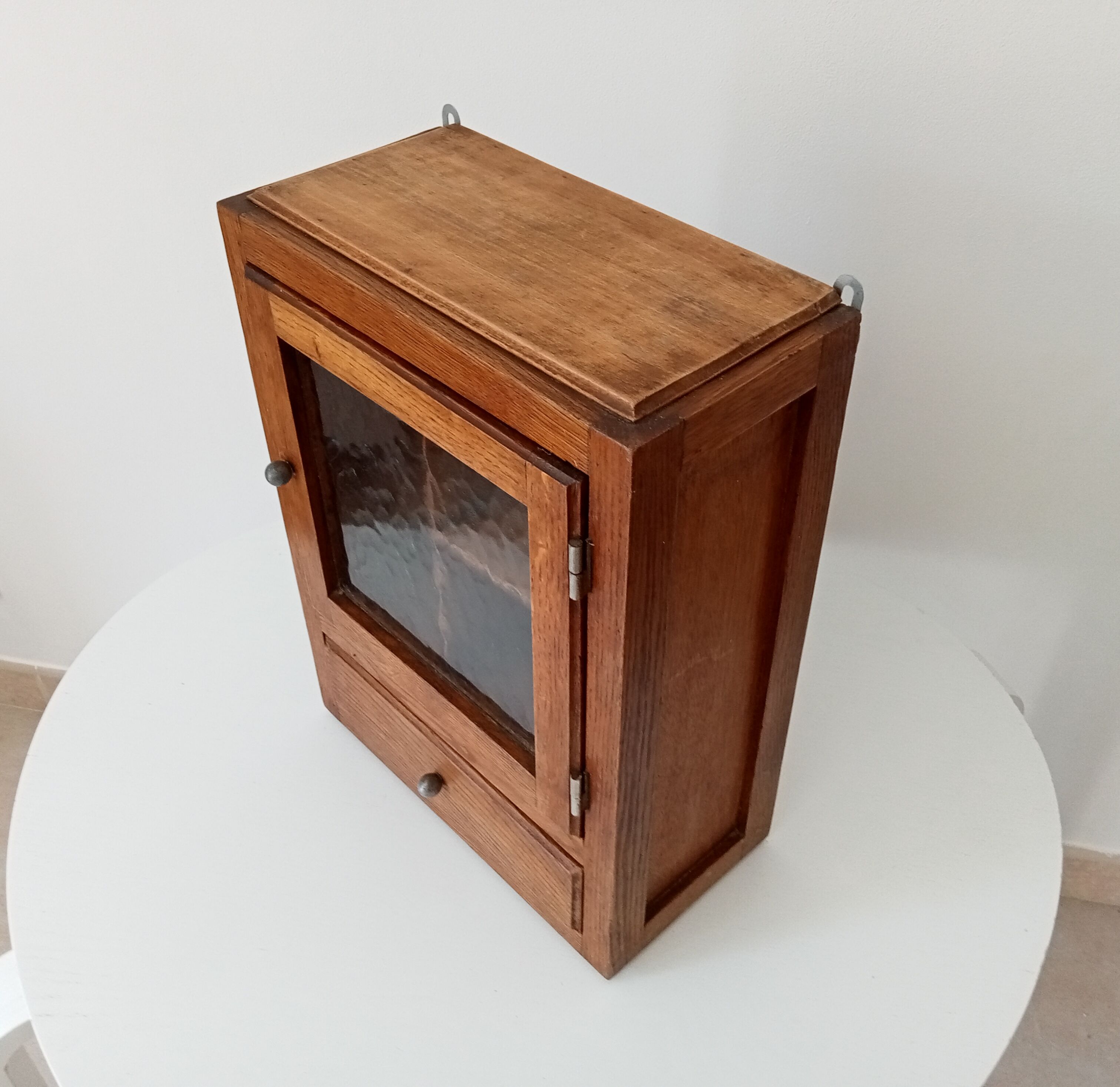 Vintage solid oak medicine cabinet