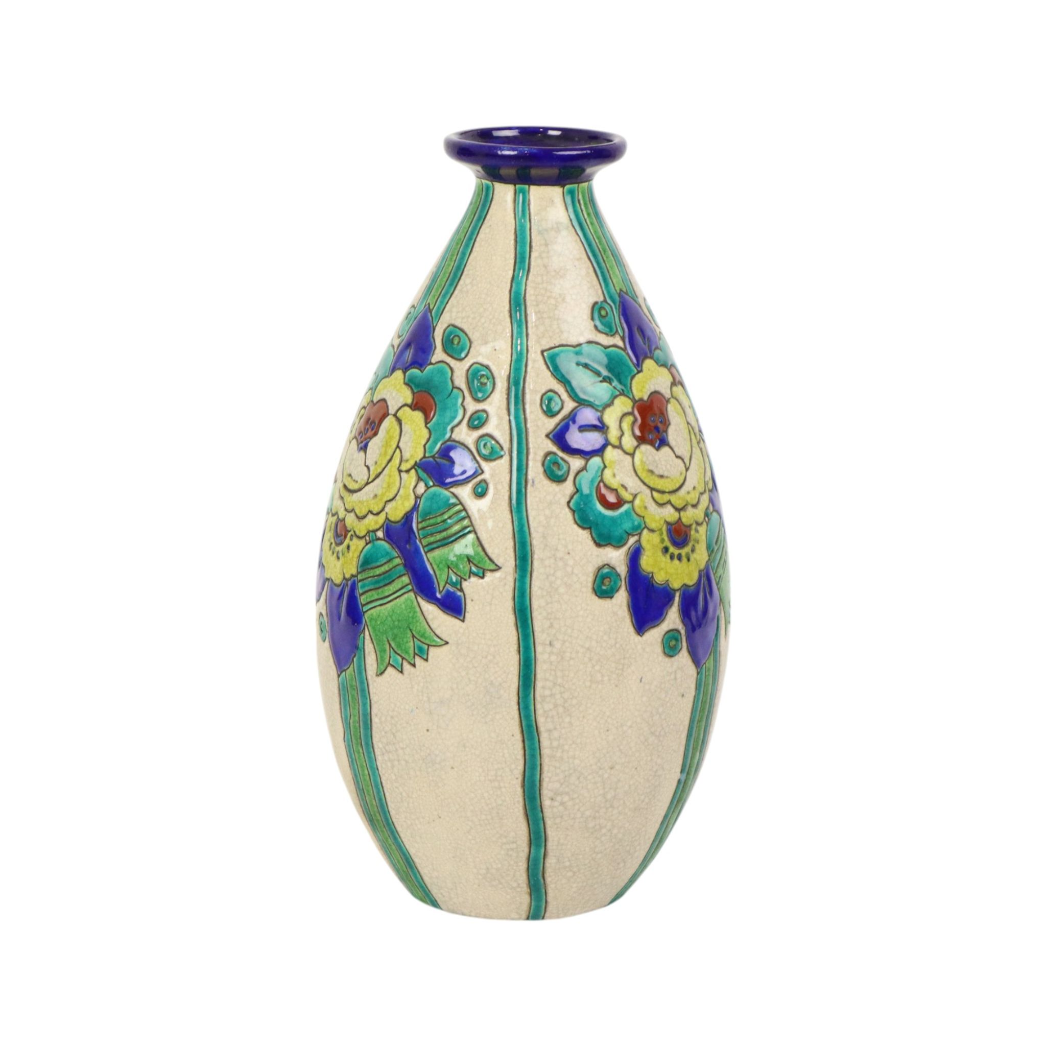 Vase Art Déco Polychrome Charles Catteau Boch Keramis D2366