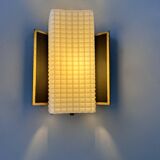 Vintage wall lamp, opaline and brass, France 1950