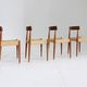 Set of 4 Paper Cord Danish Dining Chairs by Arne Hovmand-Olsen for Mogens Kold