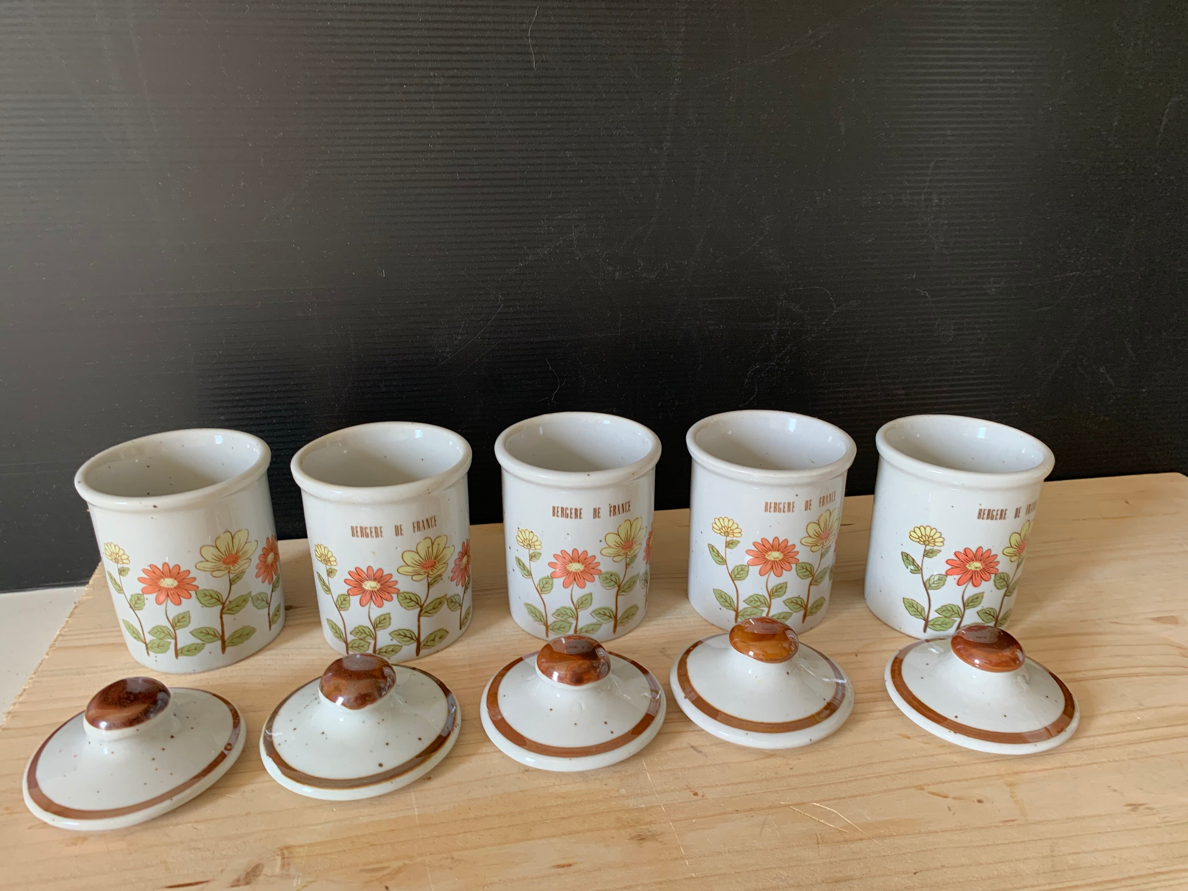 5 vintage spice pots