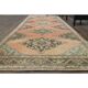 Tapis couloir vintage turc Oushak fait main en laine et coton orange des années 1970 112x402