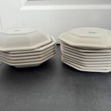 Set of 10 dinner plates and 6 Tiffany hexagonal soup plates